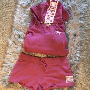 Pink pink hoodie and shorts!